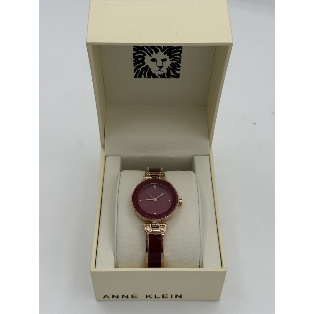 Anne Klein Womens Watch Rose Gold Maroon